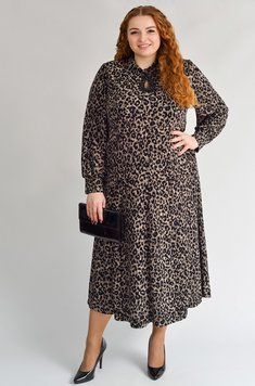 Макси платье с леопардовым рисунком и стильным декором СУ-29821-25 фото