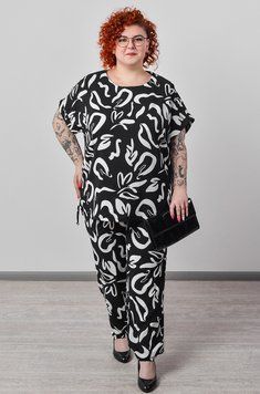 Костюм &mdash; брюки с абстрактным акцентным принтом КО-31505-/4 фото