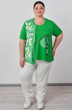 Яскрава футболка з декоративною кишенею та асиметричним низом ФУ-31171-47 фото