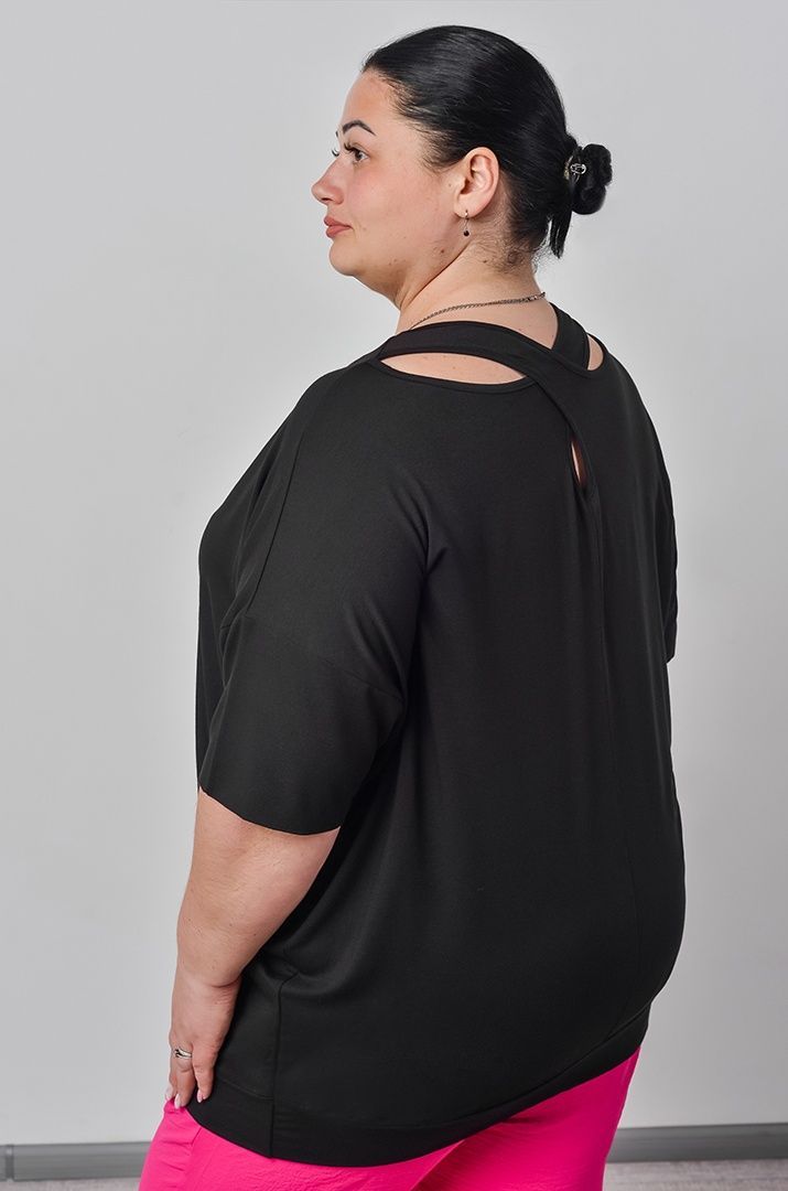 Подовжена футболка з графічним принтом і декоративною спинкою ФУ-31217-71 фото