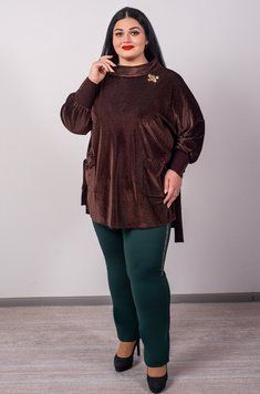 Велюровая блуза с боковыми завязками и декоративным украшением БЛ-30390-78 фото